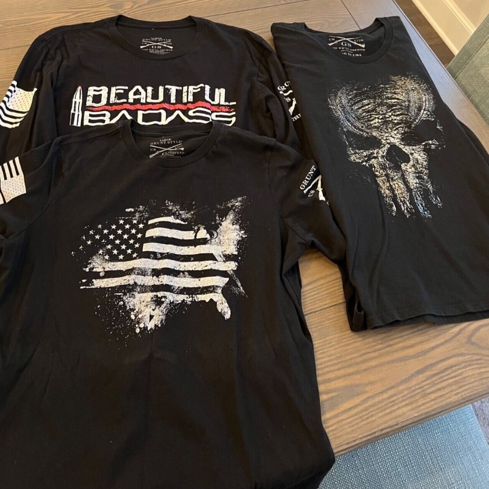 Women's GRUNT STYLE USA Pride Classic Graphic T Shirt size L/XL Lot of 3!